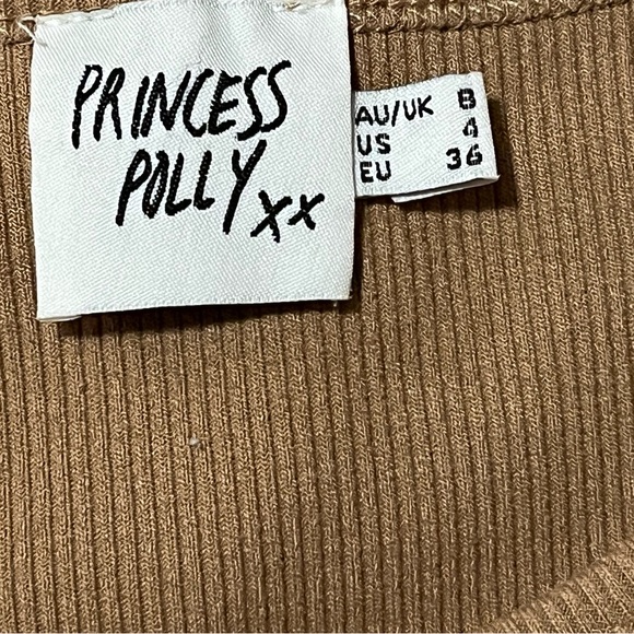 Princess Polly Brown Fitted Crop Tank Top size 4 - Picture 2 of 6